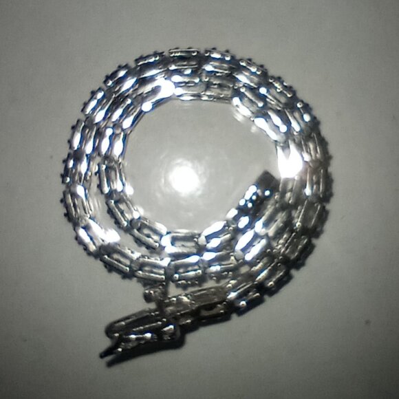 14Kt White Gold 3-Carat Blue & White Diamond “Half Moon” Eternity Bracelet - Picture 6 of 6